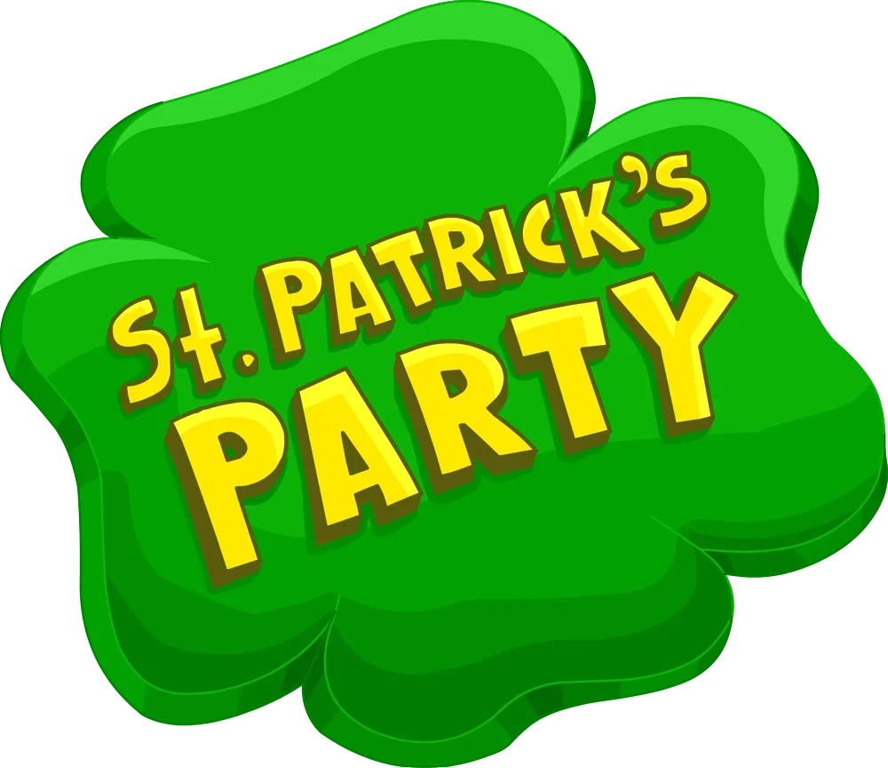 Festive St. Patrick's Day Party Shamrock-Shaped Green Clipart Logo Design