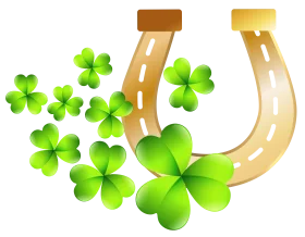 Lucky Horseshoes and Shamrock Clover Leaves St. Patrick's Day Festive Clipart Design