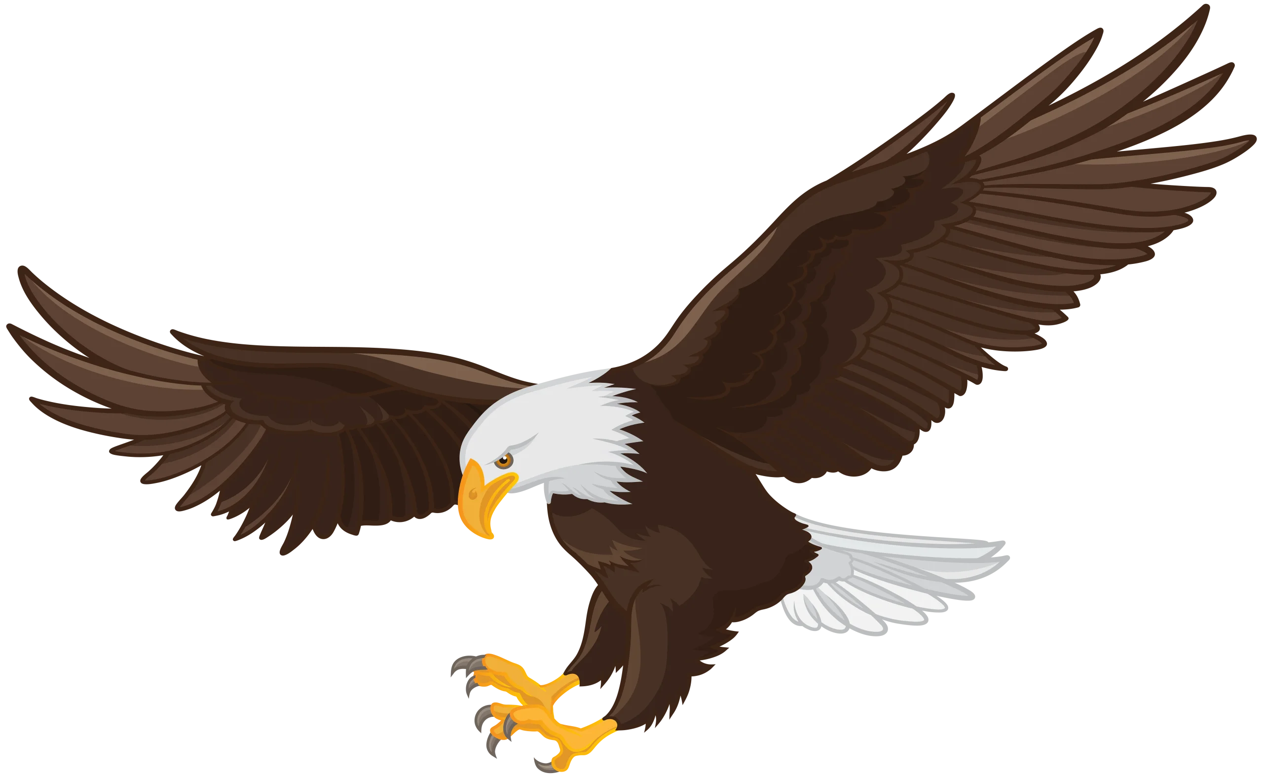 Majestic Bald Eagle Clipart Soaring with Outstretched Wings in Dynamic Pose
