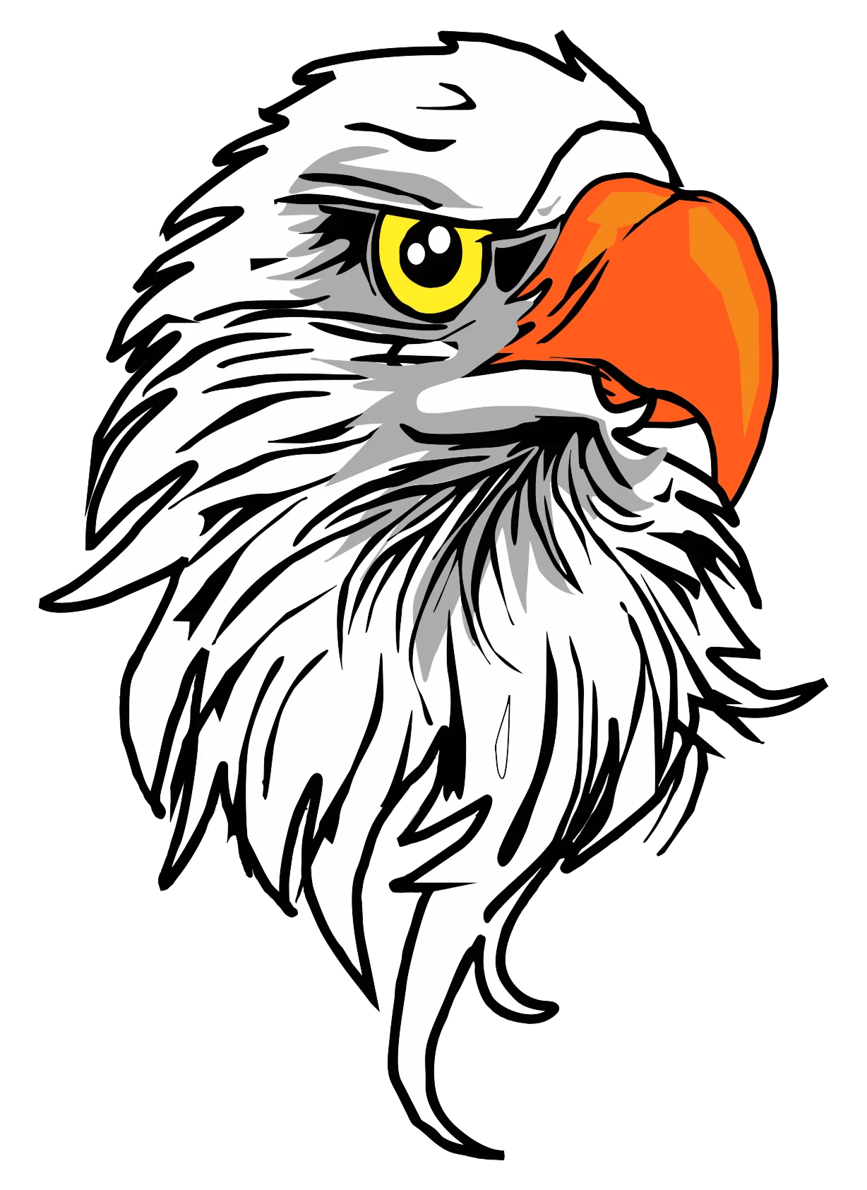 Majestic Bald Eagle Head Stylized Graphic Clipart Design with Bold Colors