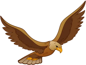 Majestic Brown Eagle Soaring with Outstretched Wings Clipart Illustration