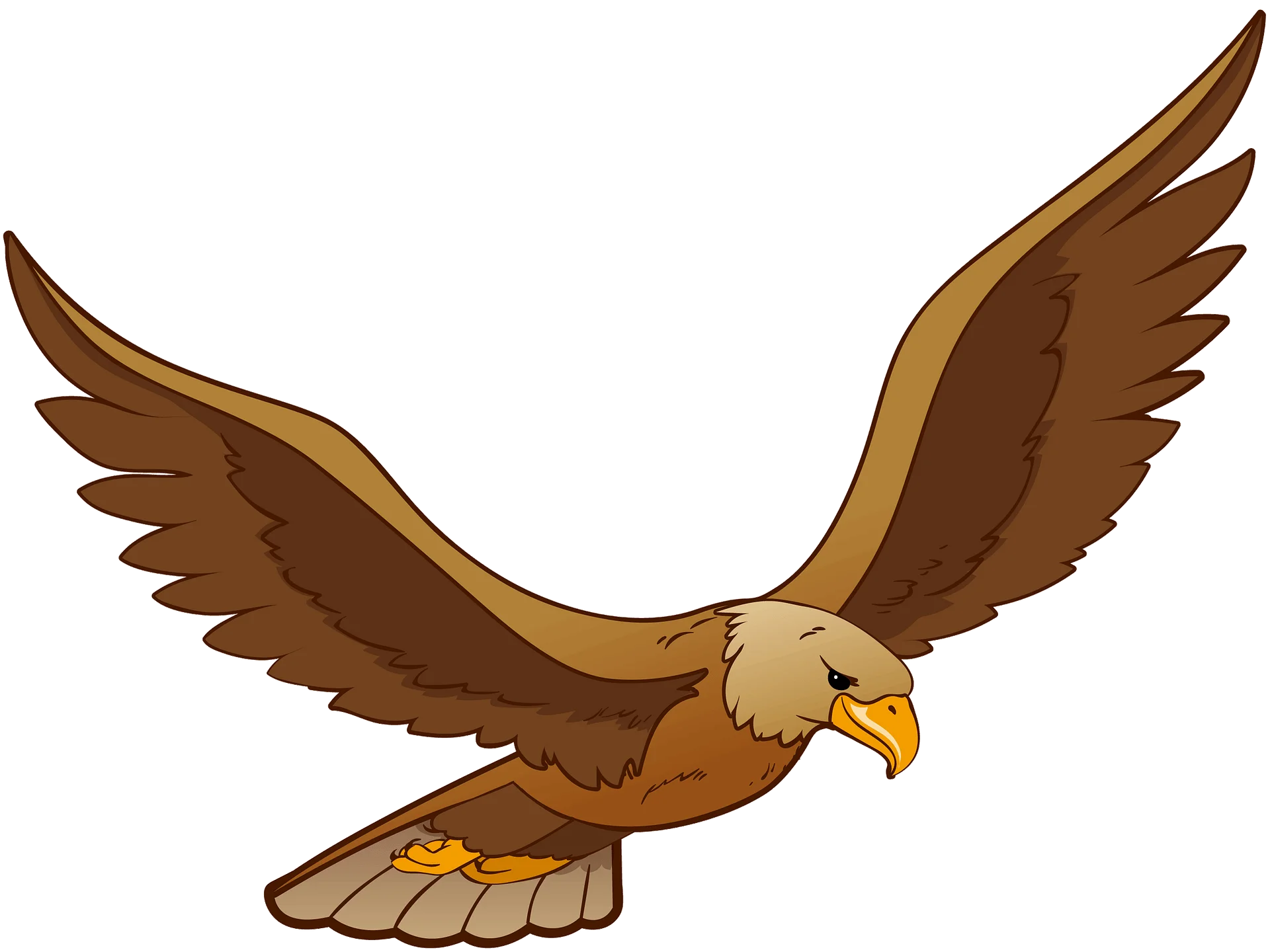 Majestic Brown Eagle Soaring with Outstretched Wings Clipart Illustration