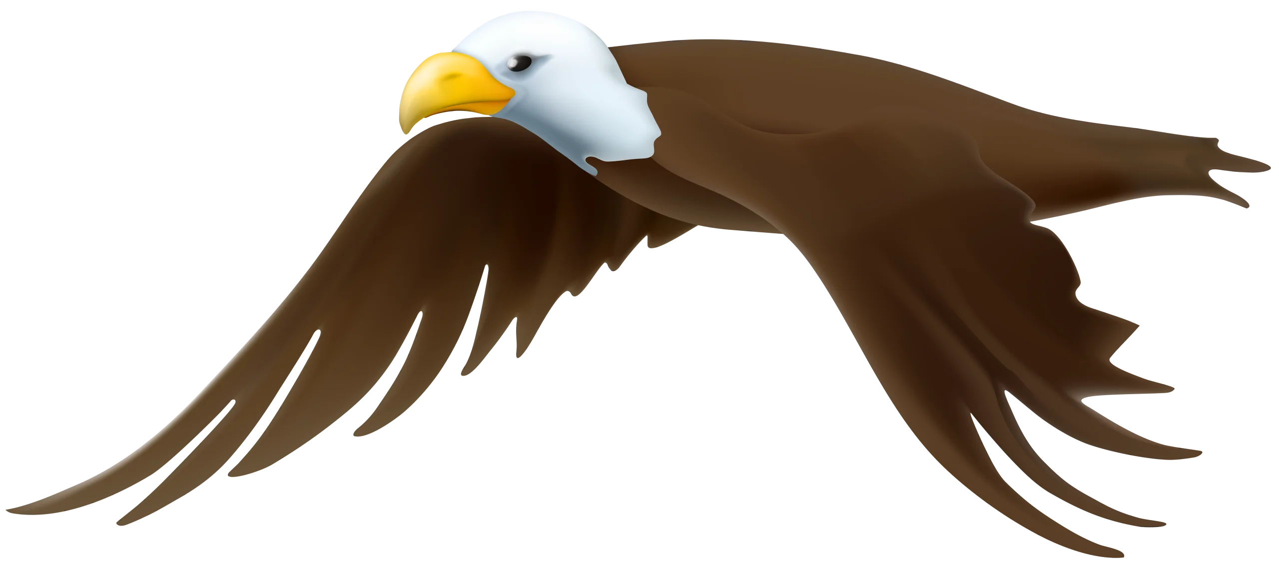 Majestic Soaring Bald Eagle Clipart with Outstretched Wings in Minimalist Style