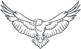 Majestic Soaring Eagle Clipart: Detailed Tribal Lineart Vector Design
