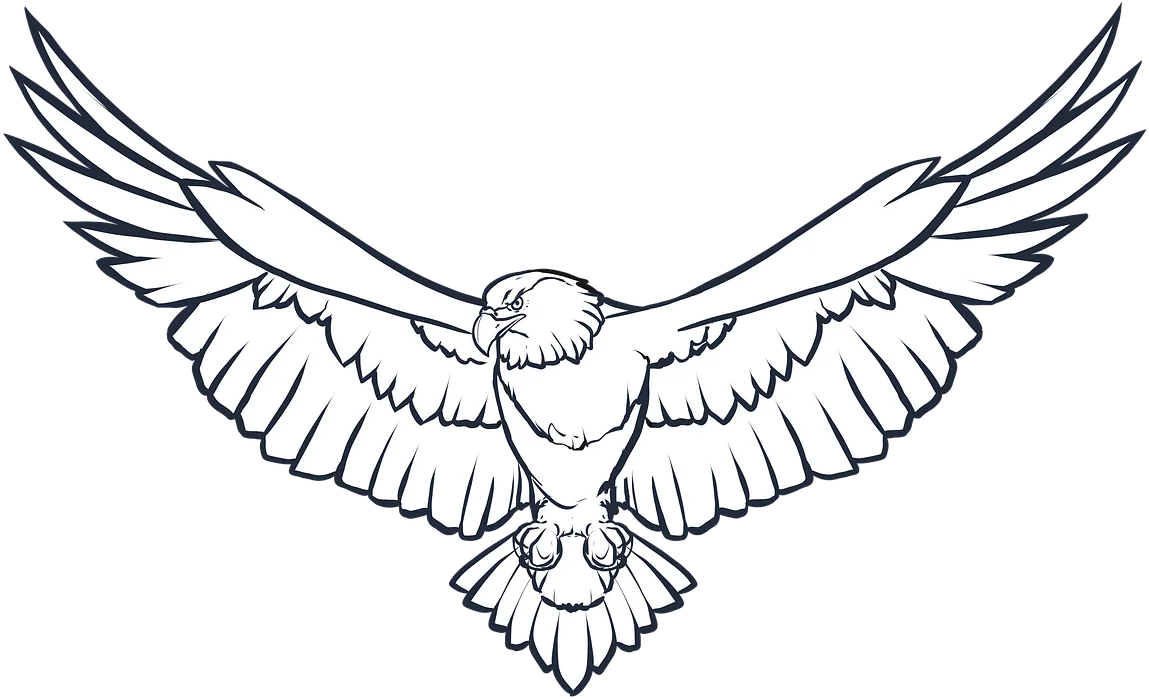 Majestic Soaring Eagle Clipart: Detailed Tribal Lineart Vector Design