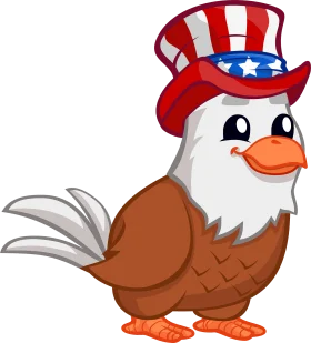 Patriotic Bald Eagle Clipart Wearing Star-Spangled Uncle Sam Hat
