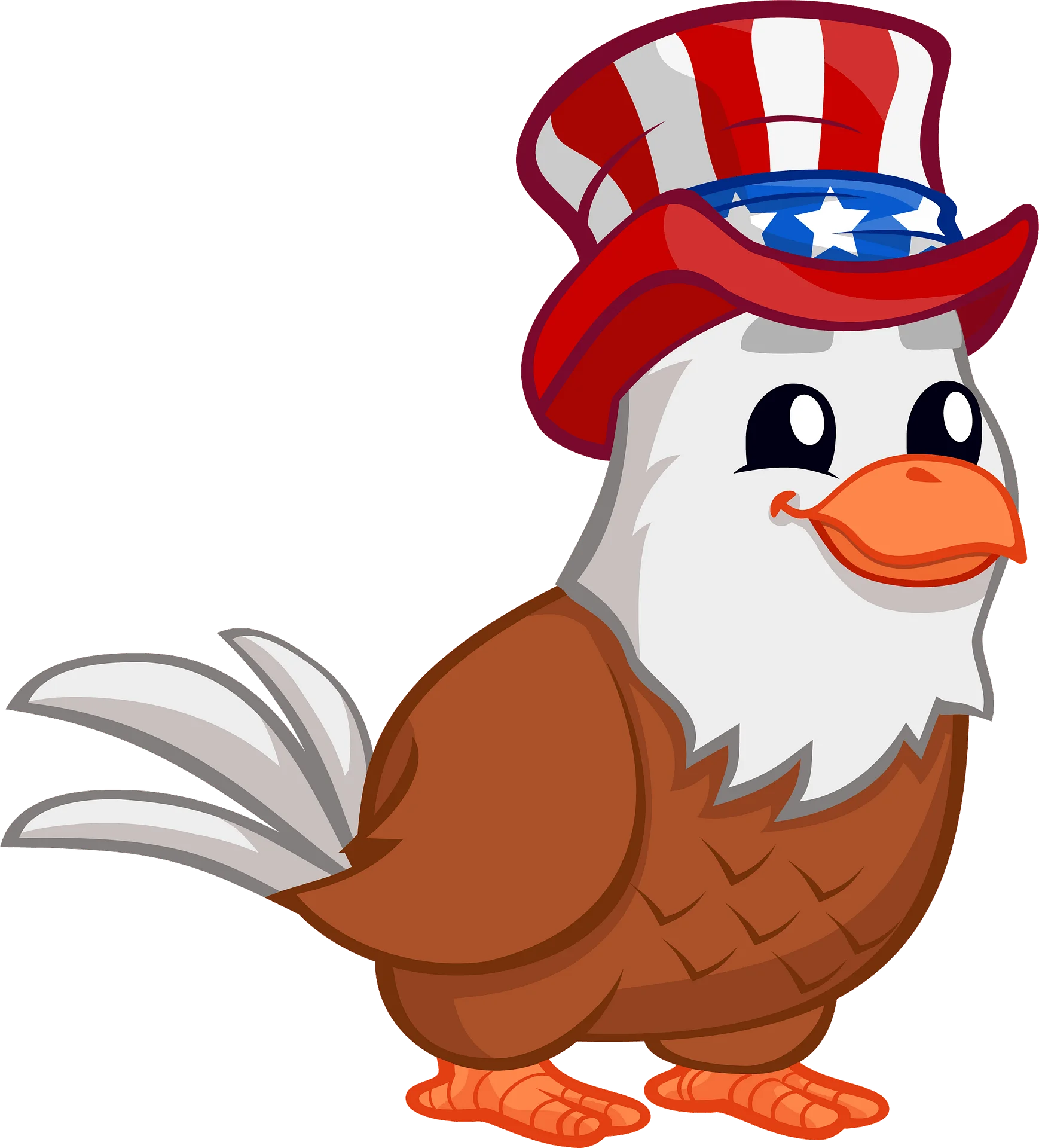 Patriotic Bald Eagle Clipart Wearing Star-Spangled Uncle Sam Hat