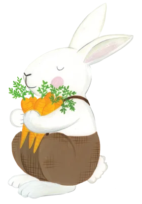 Adorable Easter Bunny Holding Fresh Carrots in Whimsical Cartoon Clipart Style