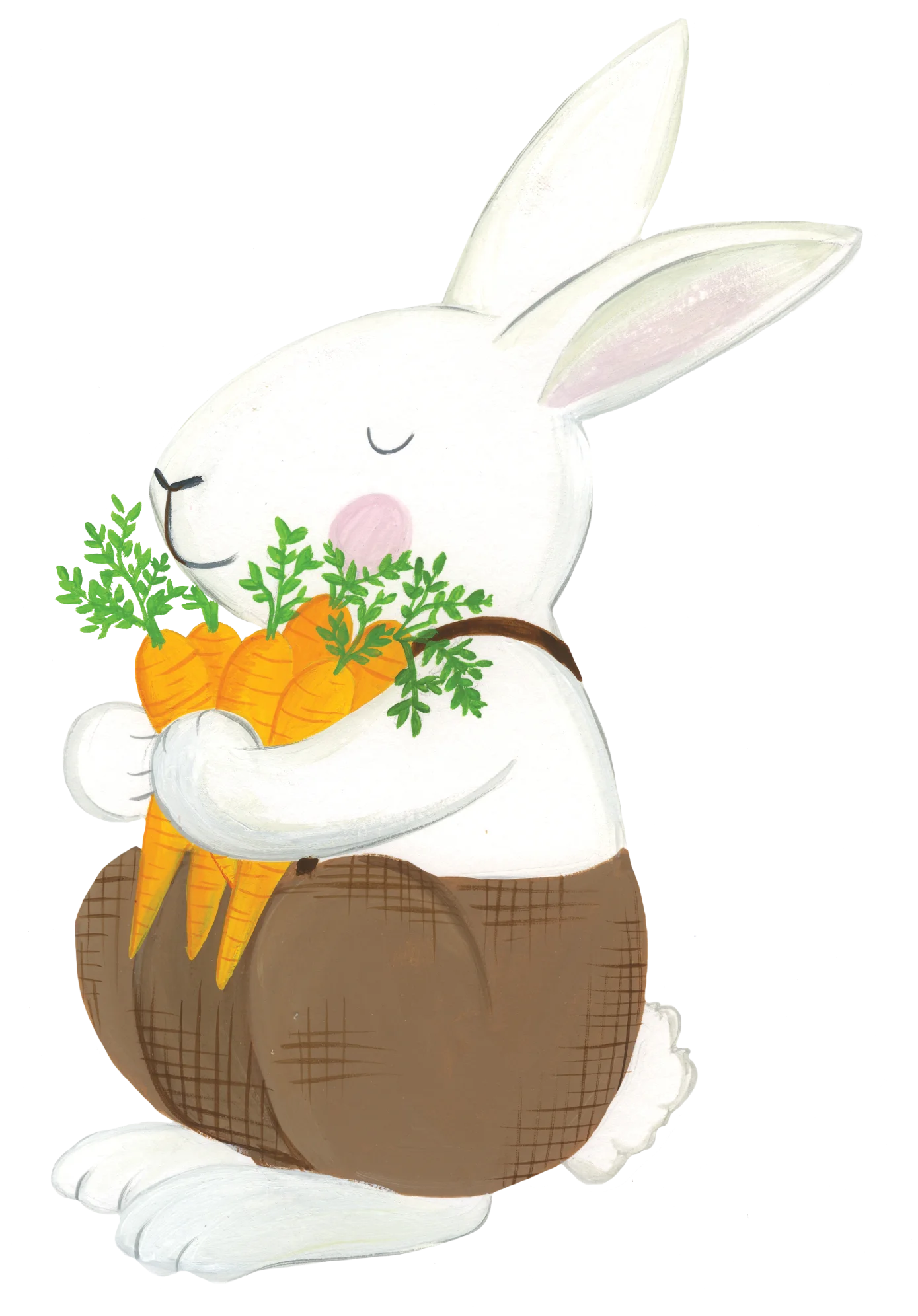 Adorable Easter Bunny Holding Fresh Carrots in Whimsical Cartoon Clipart Style
