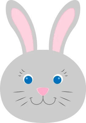 Adorable Gray Easter Bunny Clipart with Soft Pink Ears and Blue Eyes