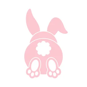 Adorable Pastel Pink Easter Bunny Back View Silhouette Clipart Design