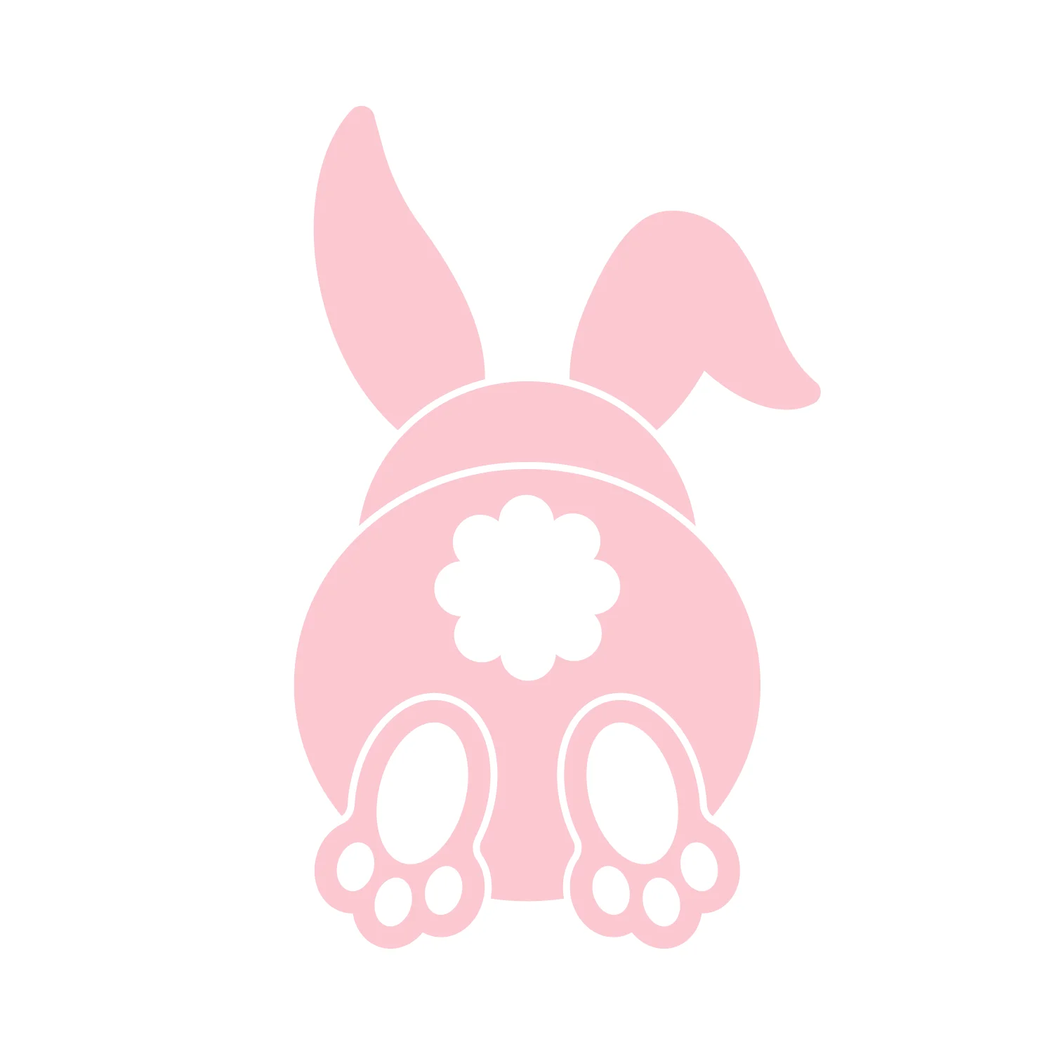 Adorable Pastel Pink Easter Bunny Back View Silhouette Clipart Design