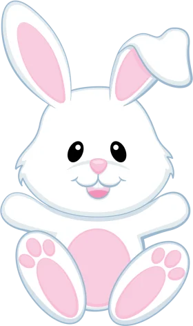 Adorable Soft White Easter Bunny Clipart with Cuddly Pink Accents