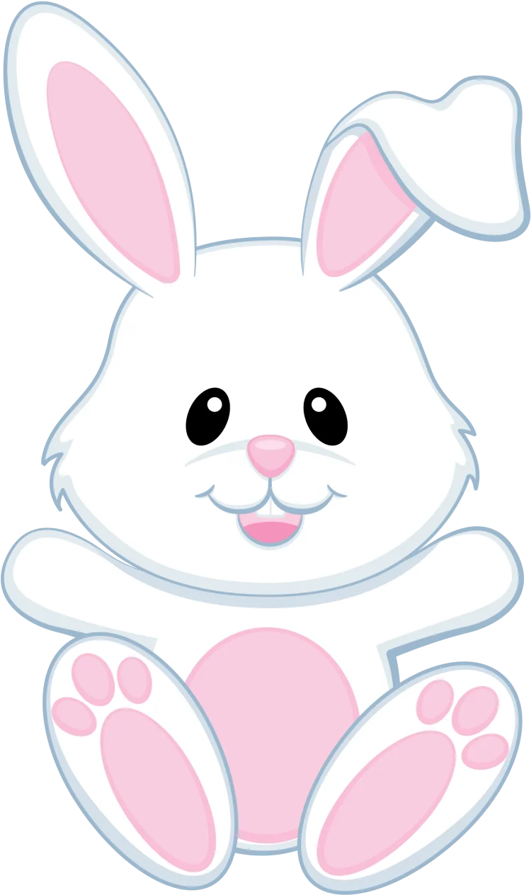 Adorable Soft White Easter Bunny Clipart with Cuddly Pink Accents