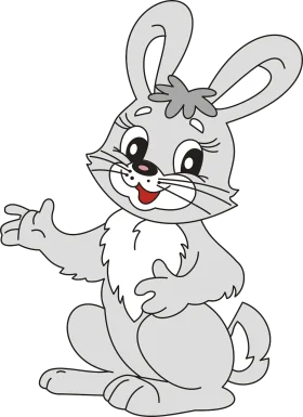 Adorable Vintage-Style Easter Bunny Clipart with Charming Gesture and Smile