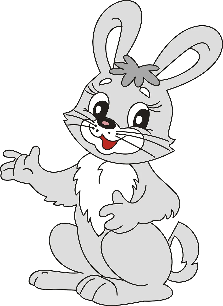 Adorable Vintage-Style Easter Bunny Clipart with Charming Gesture and Smile
