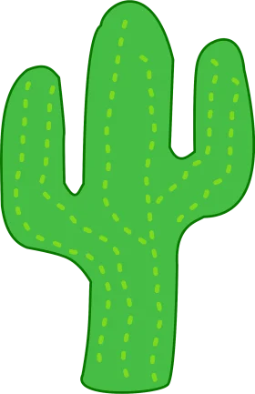 Cheerful Green Saguaro Cactus Simple Cartoon Clipart Design