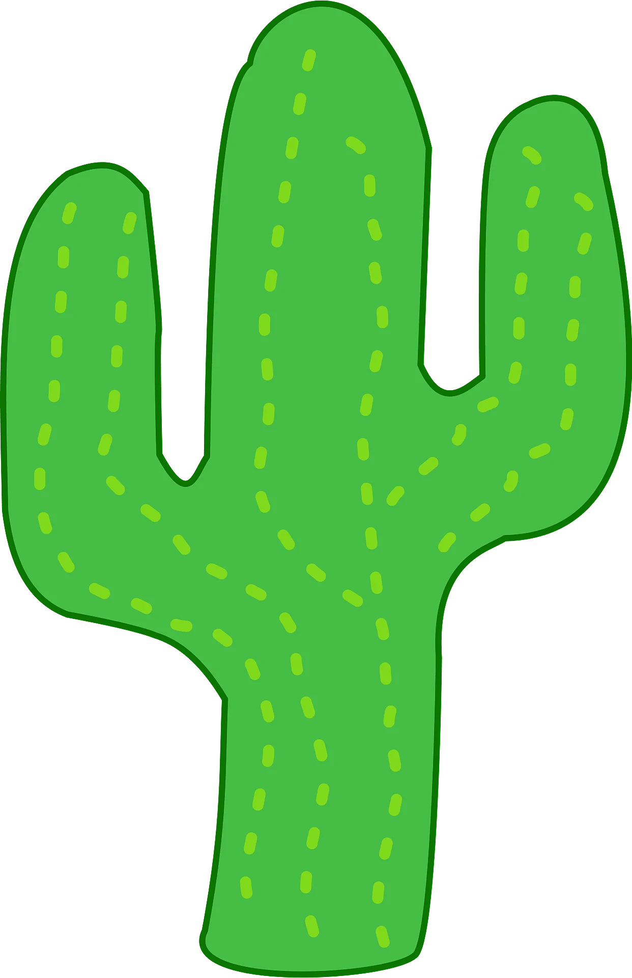 Cheerful Green Saguaro Cactus Simple Cartoon Clipart Design