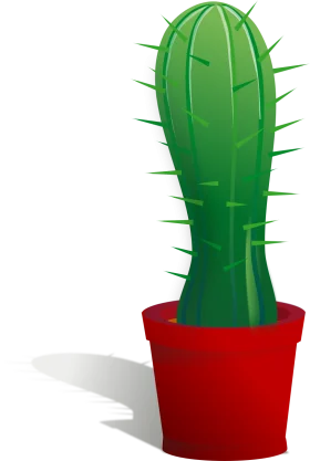 Green Spiky Succulent Saguaro Cactus in Bold Red Ceramic Pot Clipart Illustration