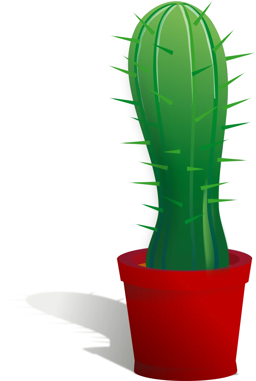 Green Spiky Succulent Saguaro Cactus in Bold Red Ceramic Pot Clipart Illustration