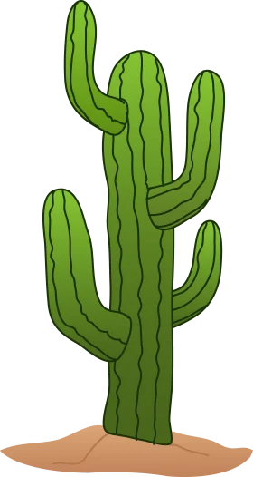 Iconic Desert Sentinel: Saguaro Cactus Clipart Illustration with Sandy Base