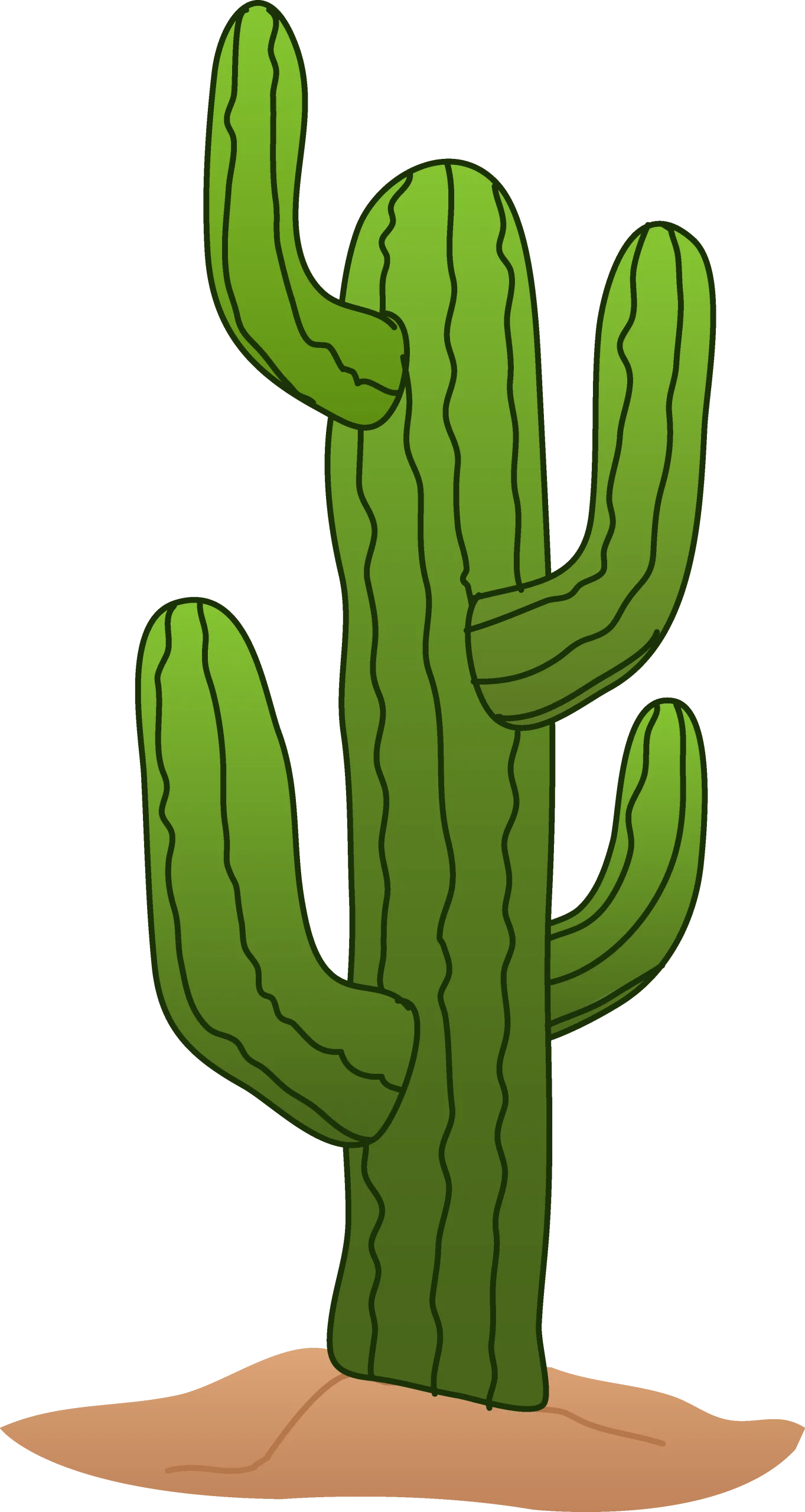 Iconic Desert Sentinel: Saguaro Cactus Clipart Illustration with Sandy Base