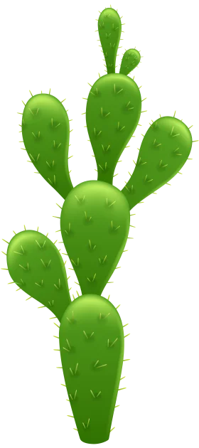 Lush Green Prickly Pear Cactus Botanical Illustration Clipart Design
