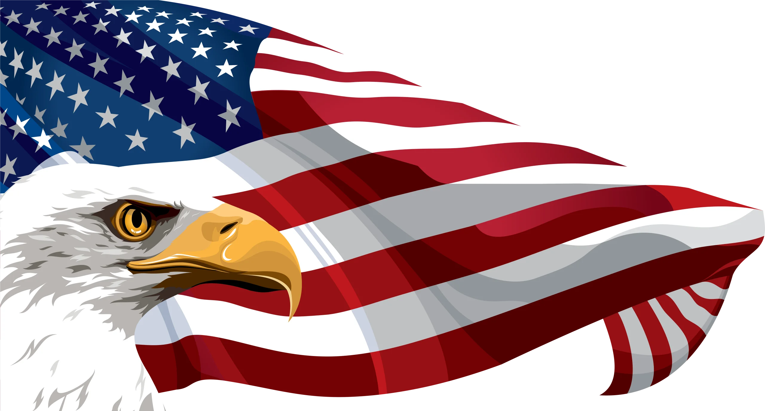 Majestic Bald Eagle Soaring with American Flag Clipart Design Symbolizing Patriotism