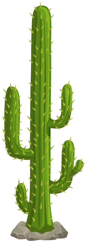 Majestic Saguaro Cactus Clipart Illustration with Detailed Spiky Branches