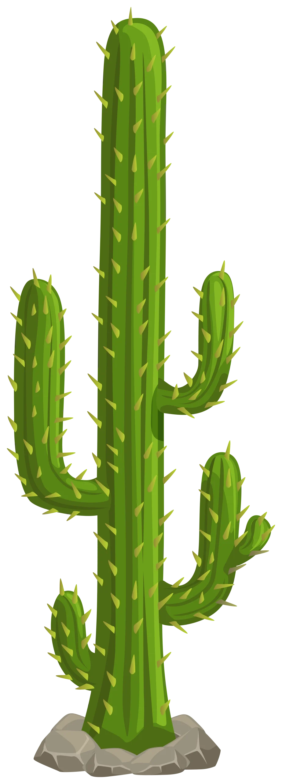 Majestic Saguaro Cactus Clipart Illustration with Detailed Spiky Branches