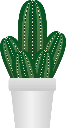 Minimalist Green Saguaro Cactus Clipart in Sleek White Ceramic Pot