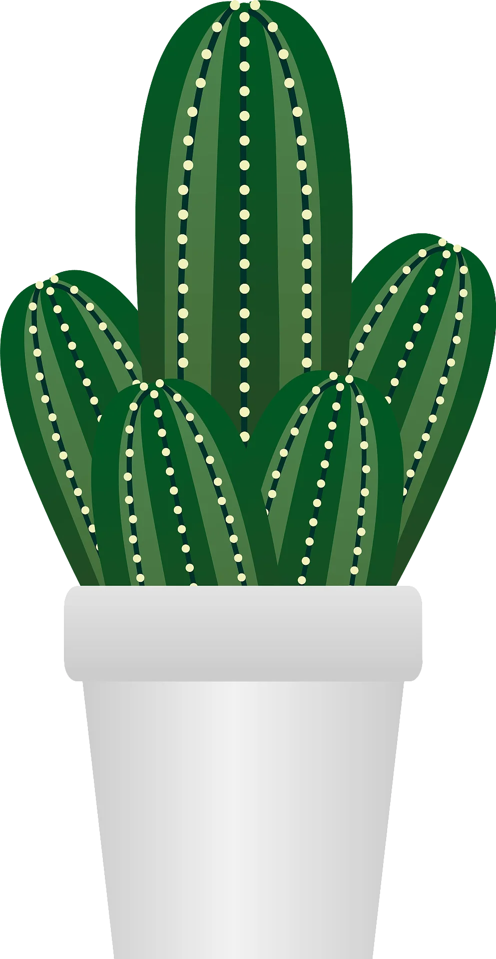 Minimalist Green Saguaro Cactus Clipart in Sleek White Ceramic Pot