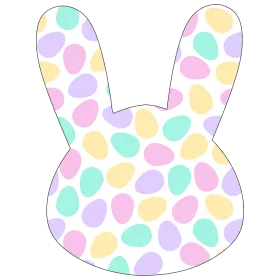 Pastel Easter Bunny Silhouette with Whimsical Polka Dot Easter Egg Clipart Design