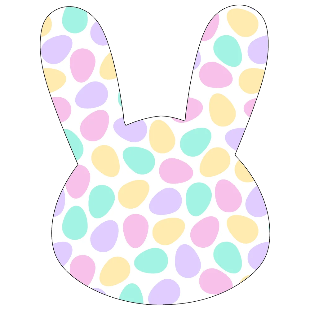 Pastel Easter Bunny Silhouette with Whimsical Polka Dot Easter Egg Clipart Design