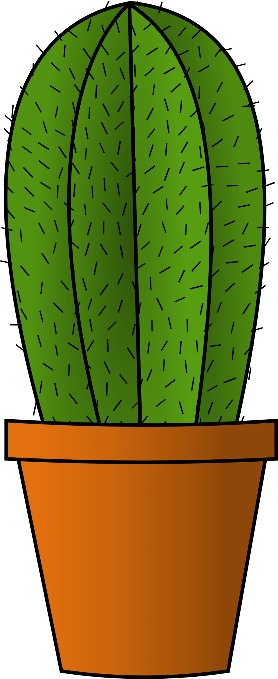 Simple Green Columnar Cactus in Terracotta Pot: Minimalist Desert Plant Clipart Design
