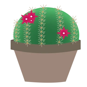 Stylish Round Cactus with Bright Pink Flowers Minimalist Clipart Design