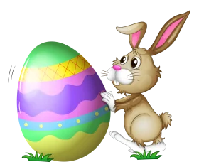 Whimsical Easter Bunny Clipart: Adorable Rabbit with Colorful Patterned Egg