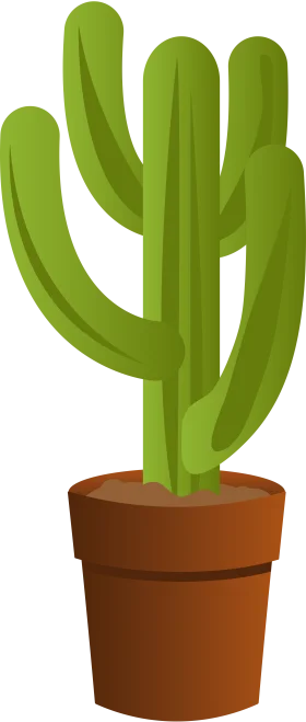 Charming Desert Saguaro Cactus in Terracotta Pot Minimalist Clipart Design