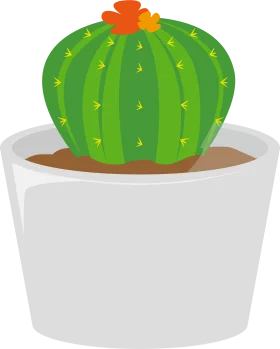 Charming Green Barrel Cactus with Bright Flower Clipart Illustration