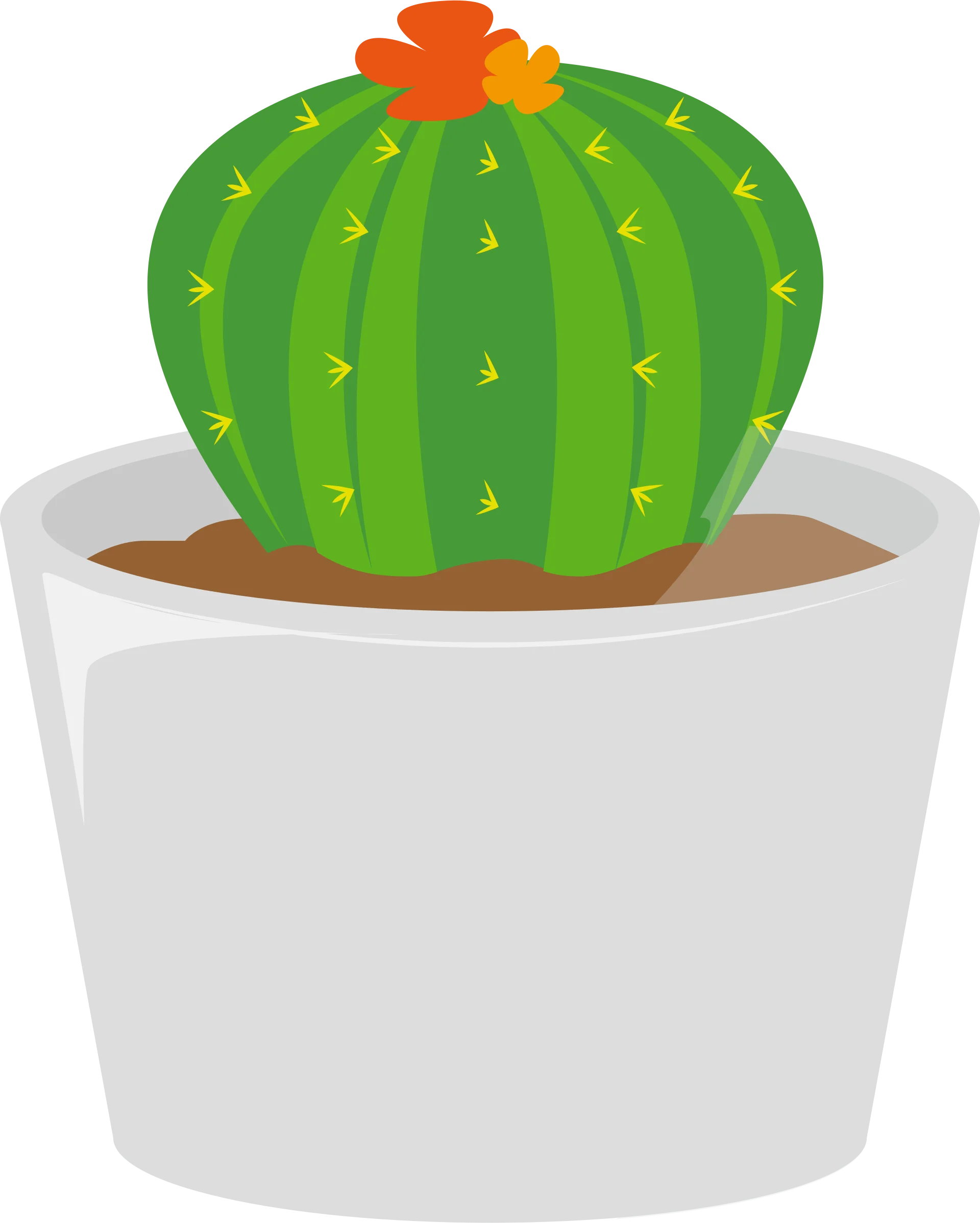 Charming Green Barrel Cactus with Bright Flower Clipart Illustration