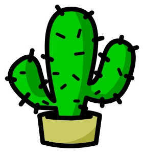 Charming Green Cartoon Saguaro Cactus Clipart with Playful Spiky Design