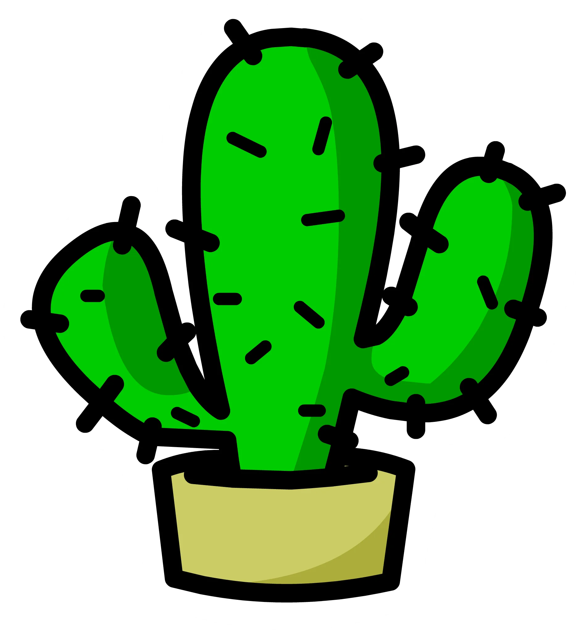 Charming Green Cartoon Saguaro Cactus Clipart with Playful Spiky Design