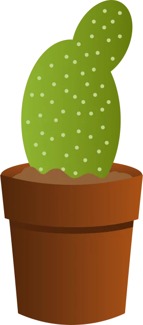Charming Green Prickly Pear Cactus Potted Clipart Illustration with Soft Texture