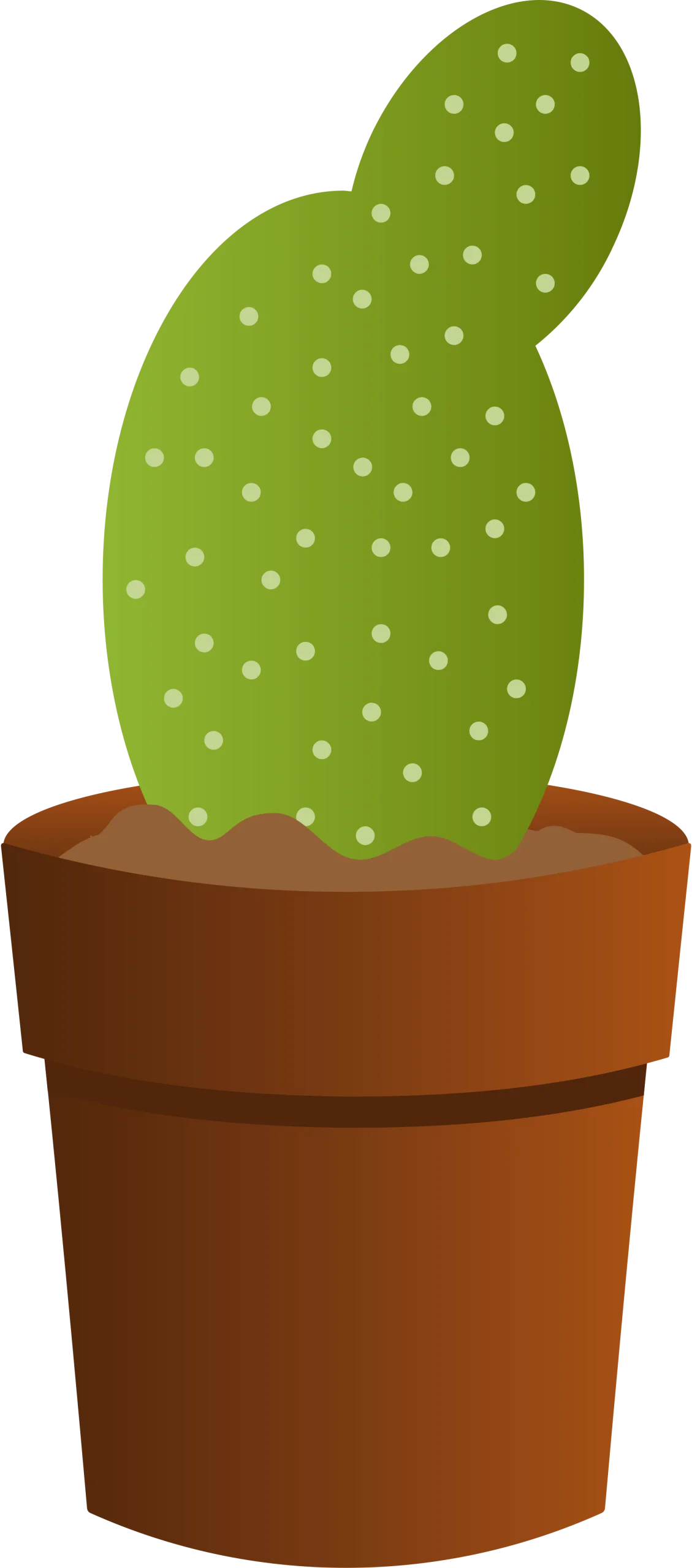 Charming Green Prickly Pear Cactus Potted Clipart Illustration with Soft Texture