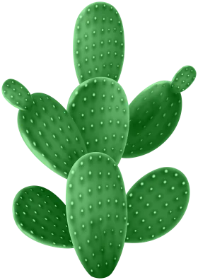 Lush Green Prickly Pear Cactus Botanical Illustration Clipart Design