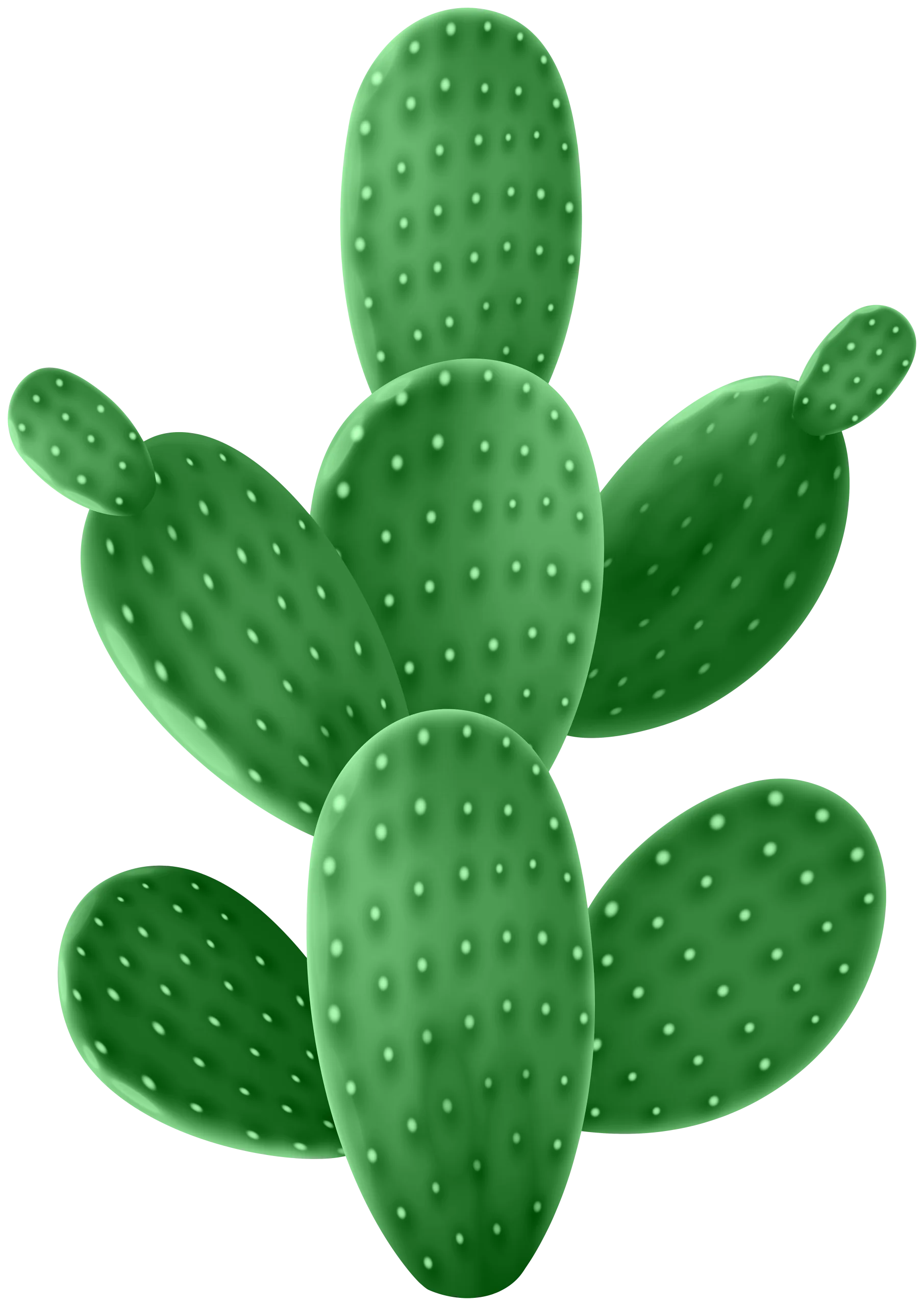 Lush Green Prickly Pear Cactus Botanical Illustration Clipart Design