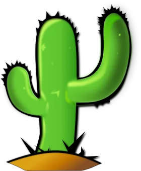 Playful Green Saguaro Cactus Clipart with Spiky Cartoon Style Design