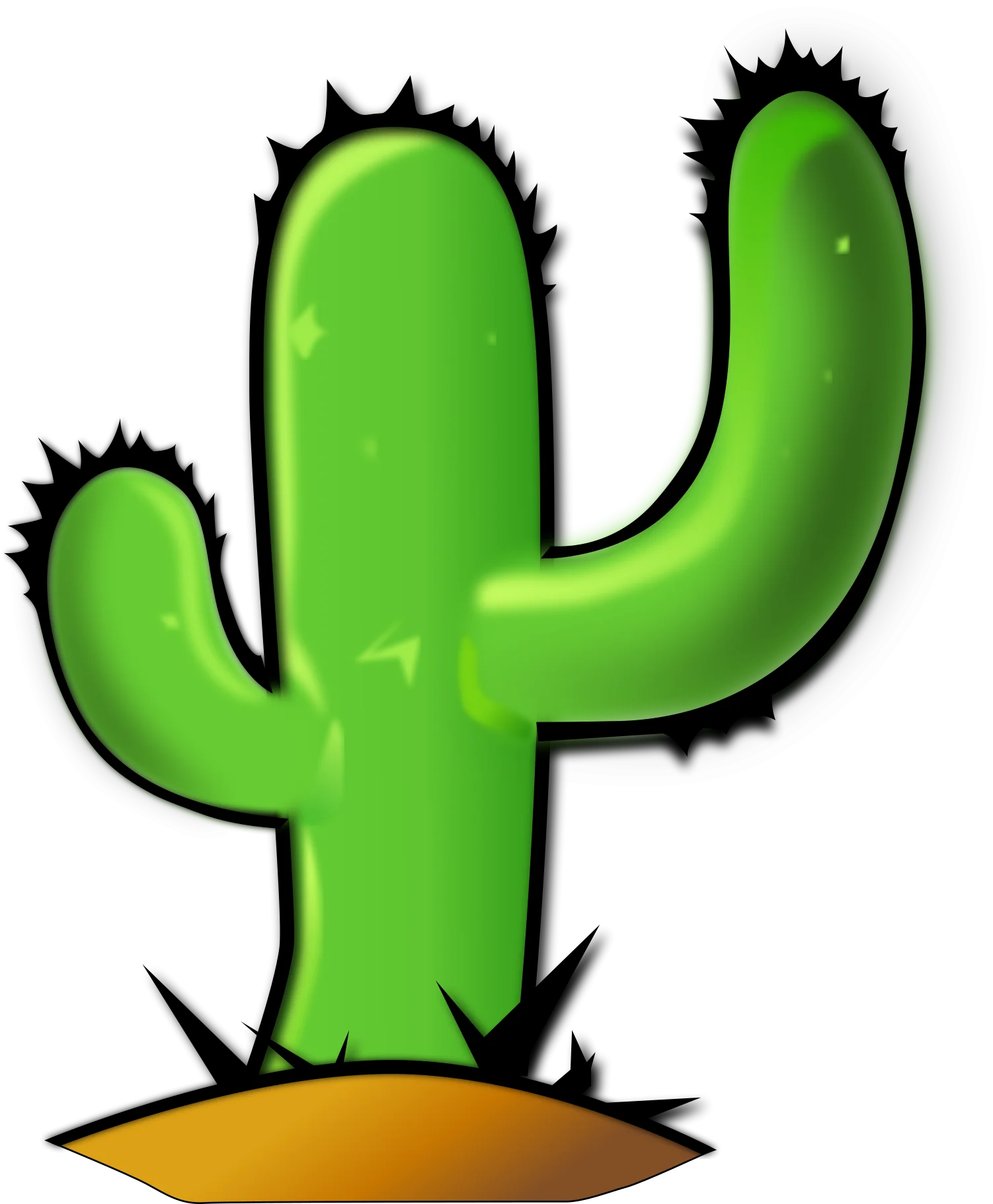 Playful Green Saguaro Cactus Clipart with Spiky Cartoon Style Design
