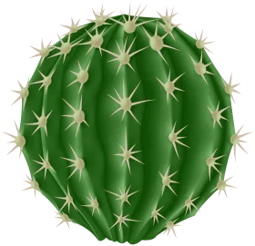 Spherical Green Desert Dwelling Cactus Clipart with Sharp Protective Spines