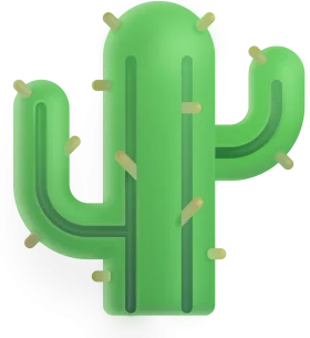 Stylized Green Desert Sentinel Cactus Clipart with Soft Rounded Edges
